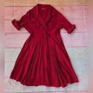Deadly Dames Micheline Pitt Red Fit‎ & Flare Secretary Day Dress Plus 4X Retro